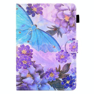 For 10 inch Coloured Drawing Leather Tablet Case(Peony Butterfly)