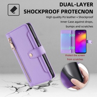 For Meizu Note 9 Sheep Texture Cross-body Zipper Wallet Leather Phone Case(Purple)