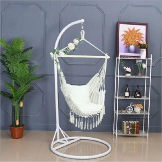 Fringed Hammock Dormitory Indoor Hanging Hammock Garden Courtyard Swing Chair with Stand