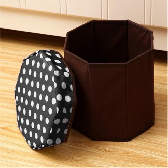 Household Multifunctional Folding Seating Storage Stool(Black)