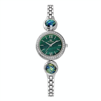 BS Bee Sister FA1649 Retro Malachite Small Green Watch Temperament Ladies Watch(Silver Green)