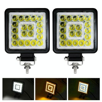 E10 1 Pair 4 inch Square Double Circle Angel Eye Work Light(Black)