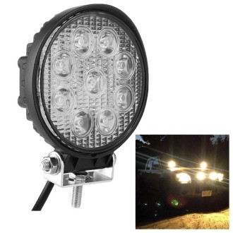 Round Shape 27W Bridgelux 2150lm 9 LED White Light Floodlight Engineering Lamp / Waterproof IP67 SUVs Light, DC 10-30V(Black)