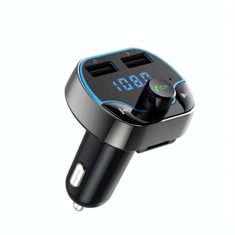 T24FM Transmitter Quick Charge Voice Navigation Car Hands-free Phone Bluetooth MP3 Player Black