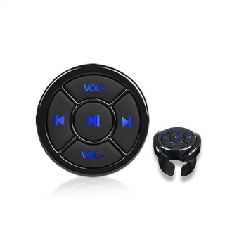 Car Mobile Phone Remote Control Bluetooth Wireless Multimedia Button Remote Control Music Playback Selfie, Colour: Black With Bu