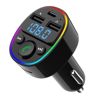 Car Bluetooth MP3 Player Audio FM Transmitter with Ambient Light