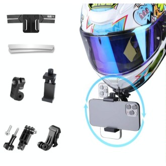 RUIGPRO Action Camera Phone Helmet Mount Kit with J-Hook Buckle & Rotation Phone Clamp & Adapter(Black)