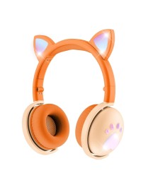 BK9 HiFi 7.1 Surround Sound Cat Claw Luminous Cat Ear Bluetooth Gaming Headset with Mic(Orange)