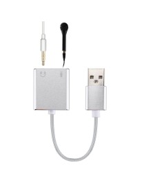 Aluminum Alloy Shell External USB Virtual 7.1 Channel Sound Card with 13cm Cable for PC Laptop (Silver)
