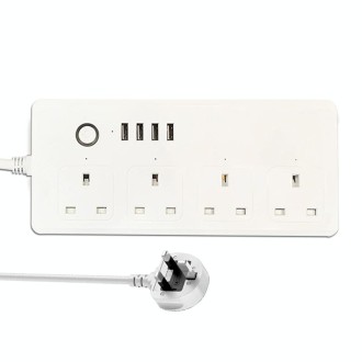 ZigBee 13A SM-SO301-K 4 Holes + 4 USB Multi-purpose Smart Power Strip, UK Plug