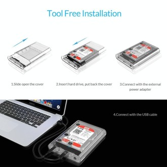 ORICO 3139C3 3.5 inch SATA HDD USB 3.1 Type-C External Hard Drive Enclosure Storage Case(Transparent)