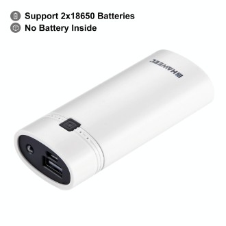 HAWEEL DIY 2x 18650 Battery (Not Included) 5600mAh Power Bank Shell Box with USB Output & Indicator(White)