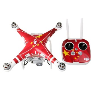 Chinese Flag Pattern 4D Imitation Carbon Fiber PVC Water Resistance Sticker Kit for DJI Phantom 3 Quadcopter & Remote Controller