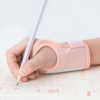 Pen-Holding Posture Wrist Correction Belt Primary School Students Writing Anti-Hook Wrist Corrector,Size: M  (Pink)