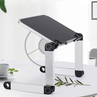 Adjustable Reading Book Bracket Foldable Aluminum Lap Desk Stand, Style:Two sections(Black)