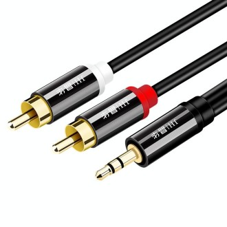 JINGHUA 1 In 2 3.5mm Audio Cable  3.5mm To 2RCA Double Lotus Computer Speaker Cell Phone Plug Cable, Length: 10m