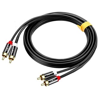 JINGHUA 2RCA Double Lotus Plug Audio Cable Left/Right Channel Stereo Amplifier Connection Wire, Length: 1.5m