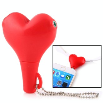 1 Male to 2 Females 3.5mm Jack Plug Multi-function Heart Shaped Earphone Audio Video Splitter Adapter with Key Chain for iPhone,