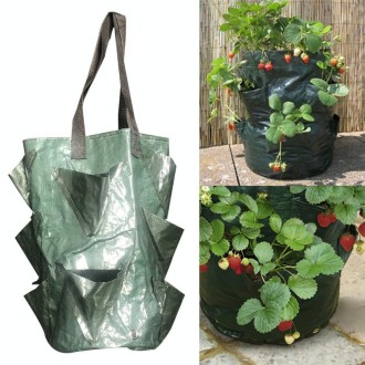 CMD-3 3 Gallon Hanging Strawberry PE Planting Bag Horticultural Flower Planting Bag(Green)