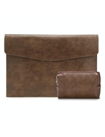 PU Leather Litchi Pattern Sleeve Case For 14 Inch Laptop, Style: Liner Bag + Power Bag  (Dark Brown)