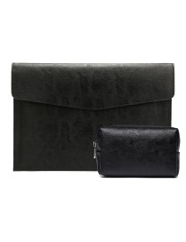 PU Leather Litchi Pattern Sleeve Case For 14 Inch Laptop, Style: Liner Bag + Power Bag  (Black)