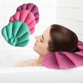 5 PCS Shell Shaped Soft Bathroom Pillow Home Comfortable Spa Inflatable Bathtub Cushion, Random Color Delivery