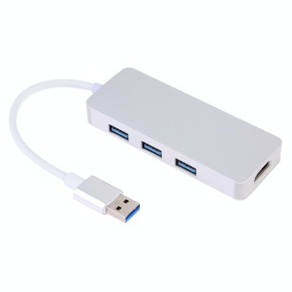 4 in 1 USB 3.0 to 3 x USB 3.0 + HDMI Adapter(Silver)