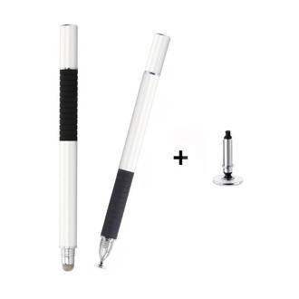 AT-31 Conductive Cloth Head + Precision Sucker Capacitive Pen Head 2-in-1 Handwriting Stylus with 1 Pen Head(Silvery White)