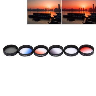 JUNESTAR 6 in 1 Professional 34mm Lens Filter(CPL + UV + Gradual Red + Gradual Orange + Gradual Blue + Gradual Grey) for DJI Pha