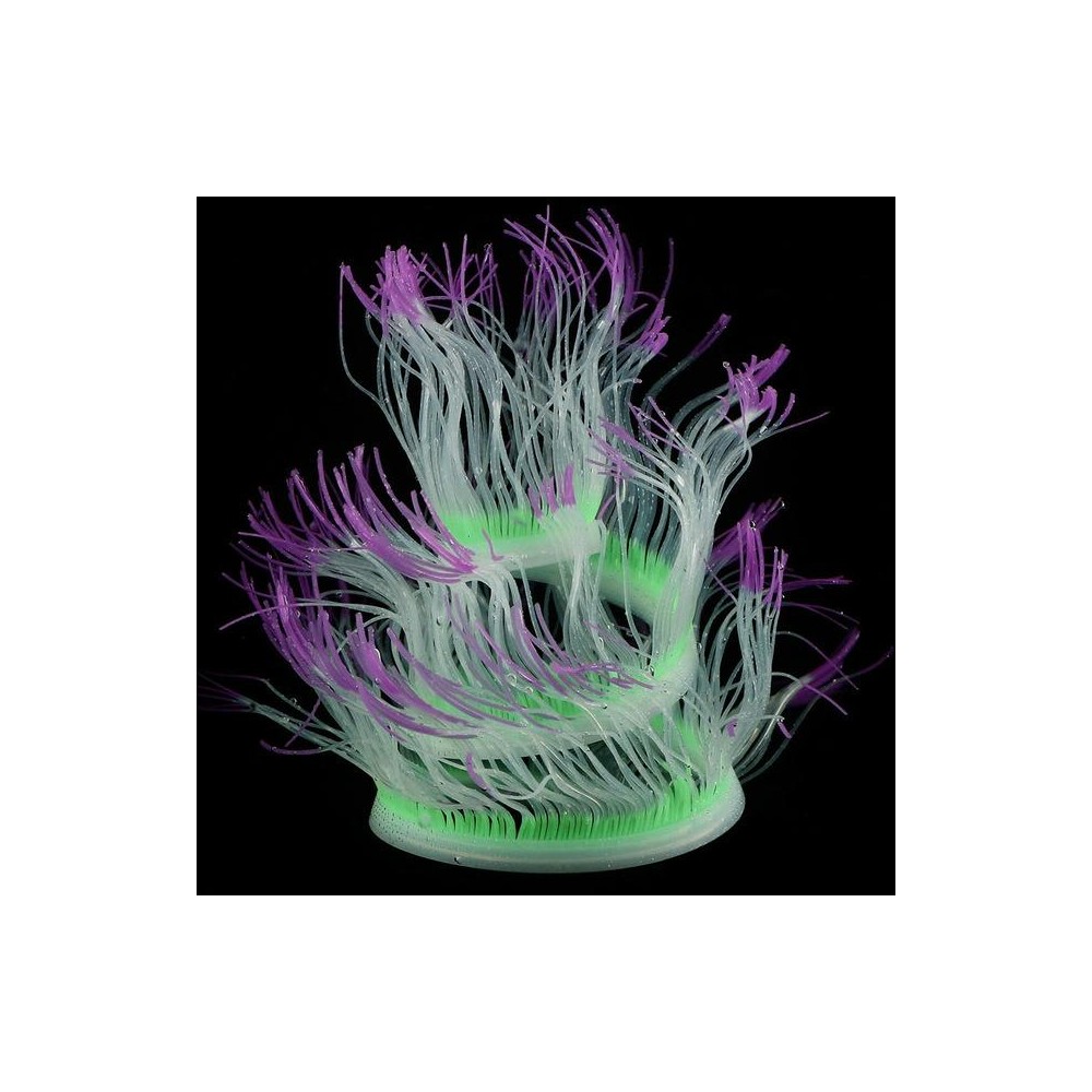 Aquarium Fish Tank Landscaping Decoration Silica Gel Simulation Software Coral Fluorescent Anemone, Size: 50cm(Purple)