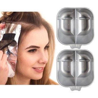 2 PCS P6185 Double-Bowl Hair Dyeing Bowl Oil Mixing Bowl Hair Dyeing Tool(Grey)