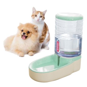 3.8L Grain Storage Bucket Cat Automatic Pet Feeder Water Dispenser, Style:Drinking Fountain(Green)