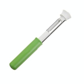 2 In 1 Fruit Peeling & Core Pumping Tool Stainless Steel Vegetable Corer(Green White)