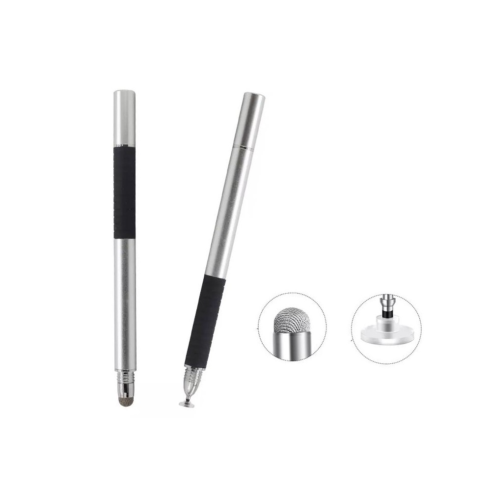 AT-31 Conductive Cloth Head + Precision Sucker Capacitive Pen Head 2-in-1 Handwriting Stylus(Silver Gray)