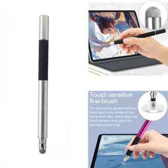 AT-31 Conductive Cloth Head + Precision Sucker Capacitive Pen Head 2-in-1 Handwriting Stylus(Silver Gray)