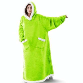 Lazy Blanket Lambswool TV Blanket Wearable Blanket, Size: Length 120CM(Fluorescent Green)