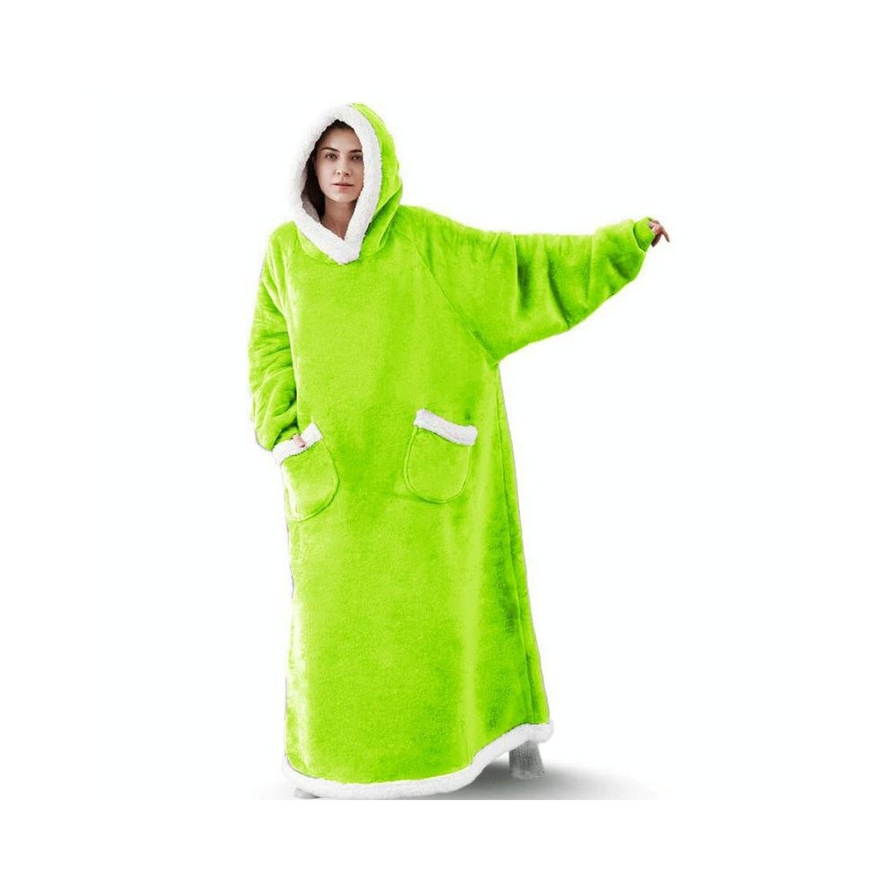 Lazy Blanket Lambswool TV Blanket Wearable Blanket, Size: Length 120CM(Fluorescent Green)