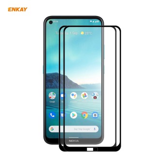 For Nokia 3.4 2 PCS ENKAY Hat-Prince Full Glue 0.26mm 9H 2.5D Tempered Glass Full Coverage Film