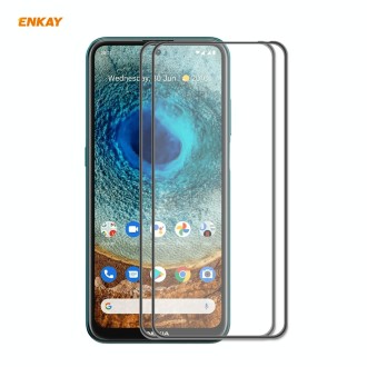 For Nokia X10 / X20 2 PCS ENKAY Hat-Prince Anti-drop Full Glue Tempered Glass Full Screen Film Anti-fall Protector