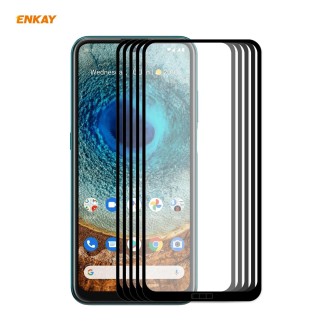 For Nokia X10 / X20 5 PCS ENKAY Hat-Prince Full Glue 0.26mm 9H 2.5D Tempered Glass Full Coverage Film