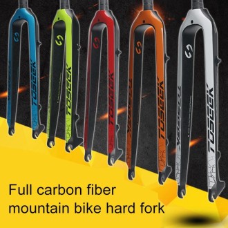 TOSEEK Ultra Light 27.5 Inch 405mm Mountain Bike Full Carbon Front Fork Straight Head Tube Disc Brake(Orange)