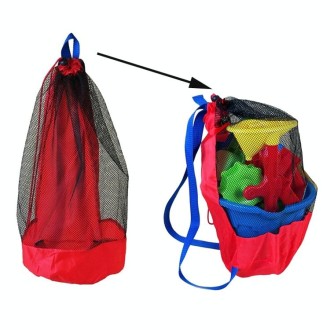 Children Beach Toys Storage Bag Play Sand Tools Storage Net Bag Backpack(Black Net Red Bottom)