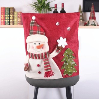 Christmas Decoration Linen Chair Cover(Snowman)