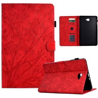 For Samsung Galaxy Tab A 10.1 2016 Fortune Tree Pressure Flower PU Tablet Case with Wake-up / Sleep Function(Red)