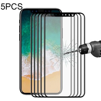 For iPhone X 5pcs ENKAY Hat-Prince 0.2mm 9H Surface Hardness 3D Explosion-proof Full Screen Carbon Fiber Soft Edges Tempered Gla