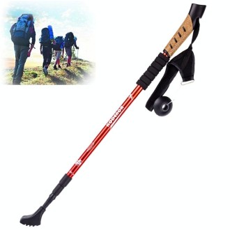 KODENOR Outdoor Mountaineering Portable Foldable Aluminium Alloy Straight Handle Alpenstocks Trekking Poles, Length : 66-135CM (