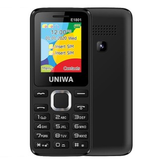 UNIWA E1801 Mobile Phone, 1.77 inch, 800mAh Battery, 21 Keys, Support Bluetooth, FM, MP3, MP4, GSM, Dual SIM(Black)