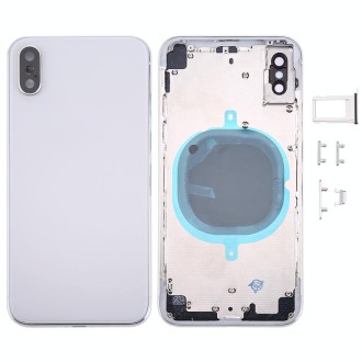 Back Housing Cover with SIM Card Tray & Side keys for iPhone X(Silver)