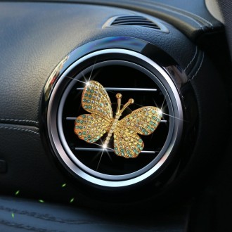 Butterfly Diamond Car Interior Air Outlet Aromatherapy Clip, Color: Blue