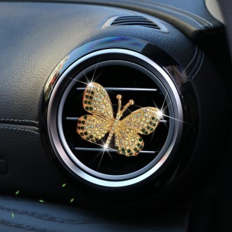 Butterfly Diamond Car Interior Air Outlet Aromatherapy Clip, Color: Green